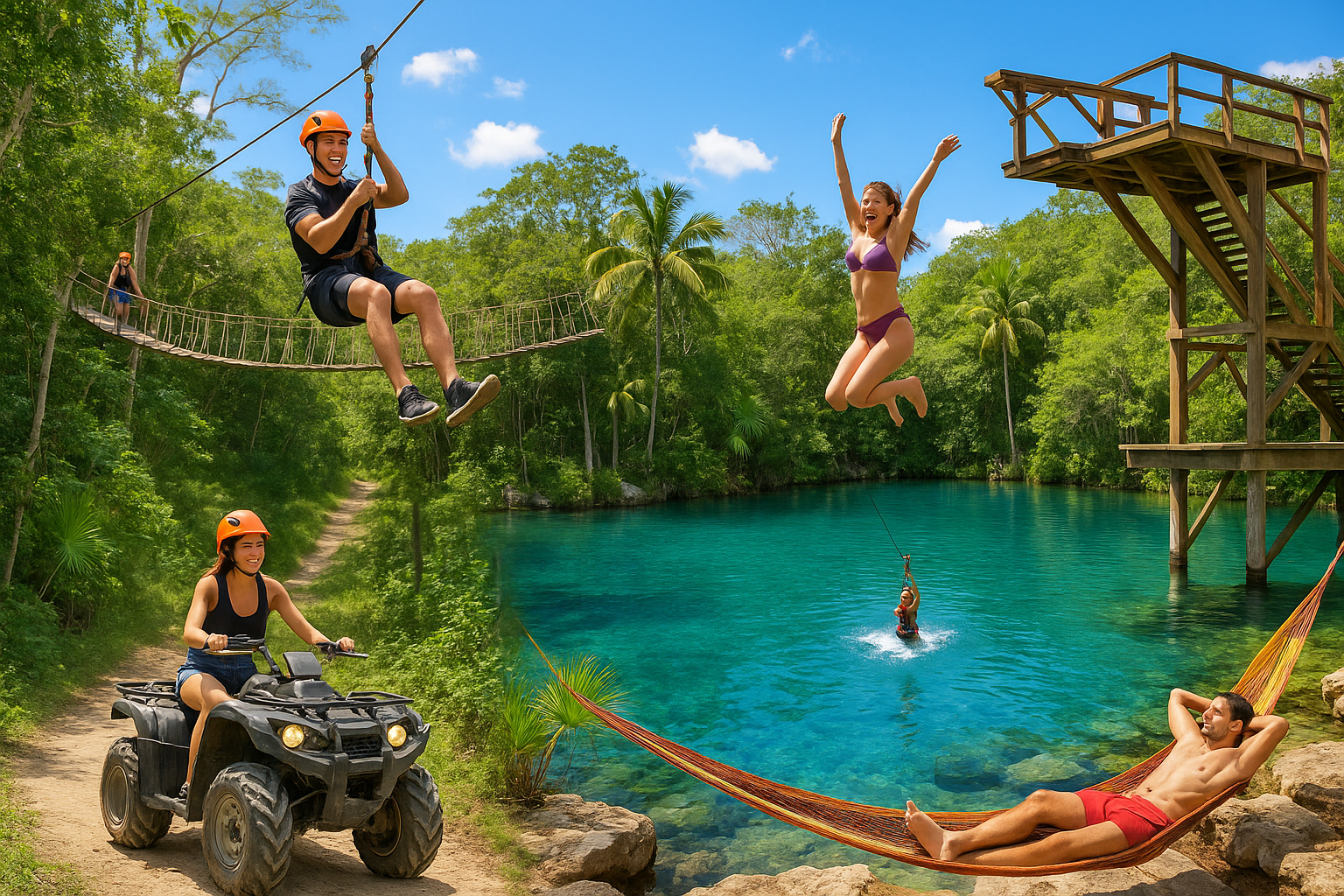 ATV cenote tour Cancun: Ziplines, Jungle Trails and Cenote Mojarras
