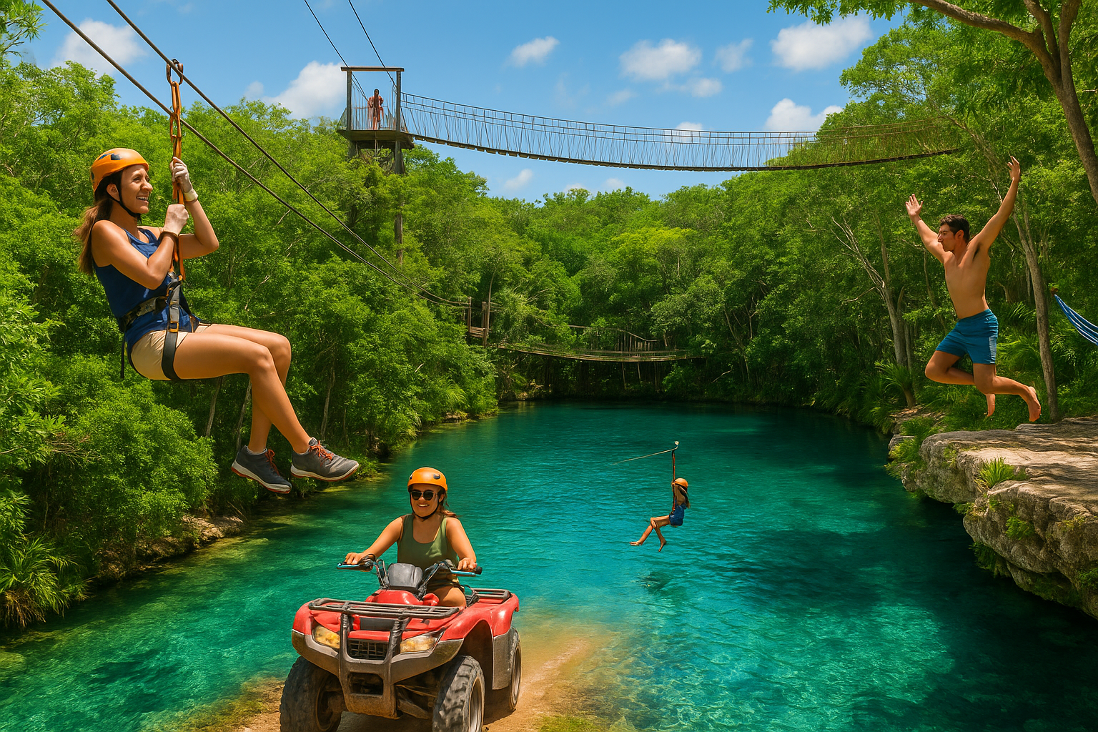 ATV cenote tour Cancun: Ziplines, Jungle Trails and Cenote Mojarras
