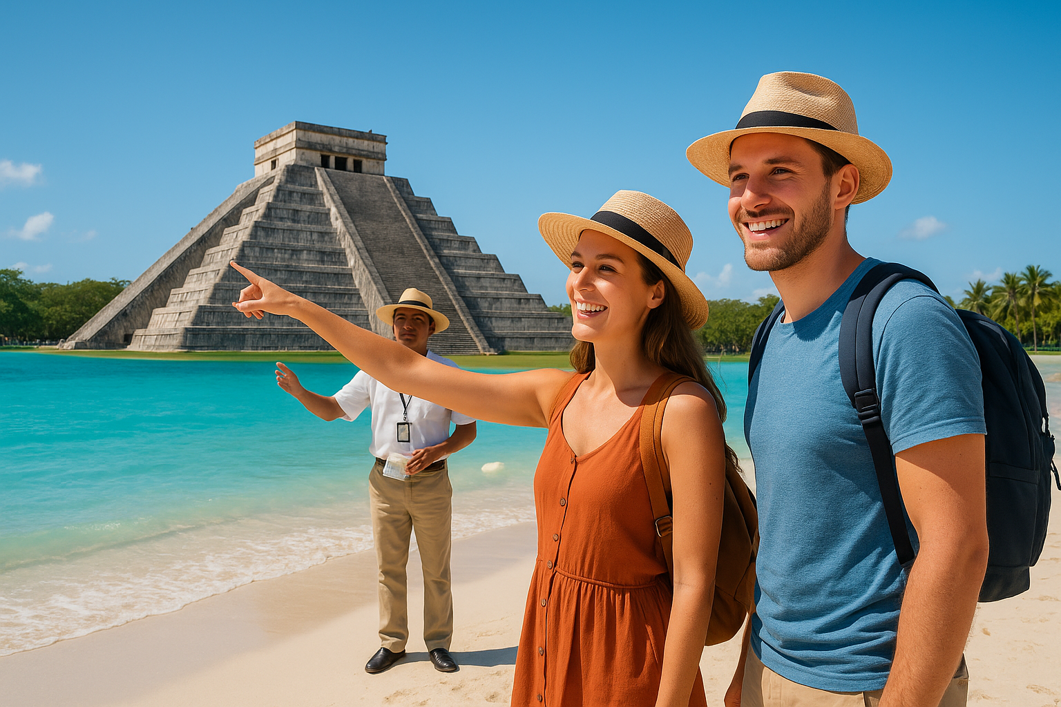 Travelers entering Chichen Itza on a Chichen Itza express tour