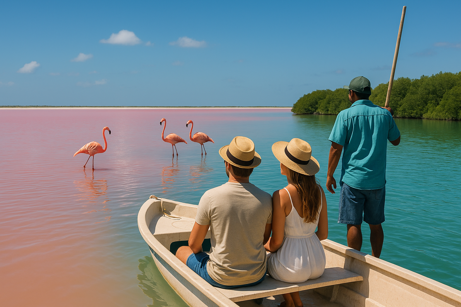 Las Coloradas tour pink lakes and Rio Lagartos wetlands in Yucatan Mexico