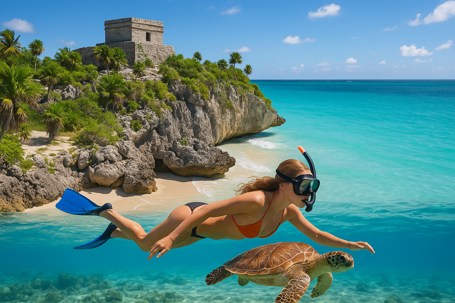 Tulum turtle tour at Tulum ruins and Akumal Beach