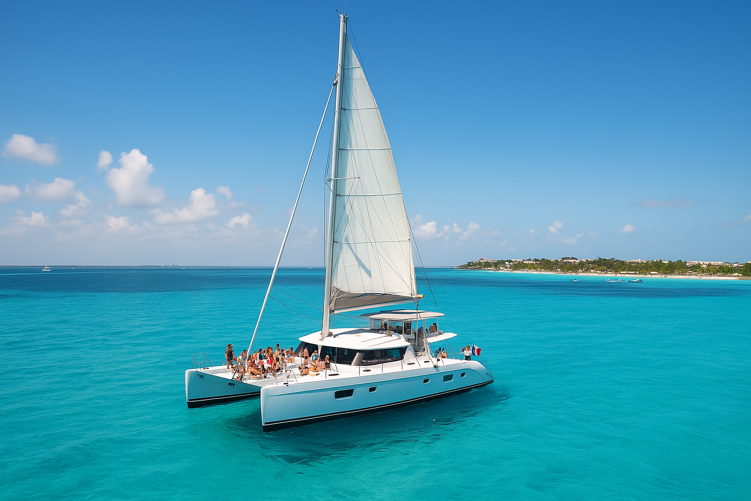Luxury catamaran Cancun: Open Bar, Snorkeling & Beach Club