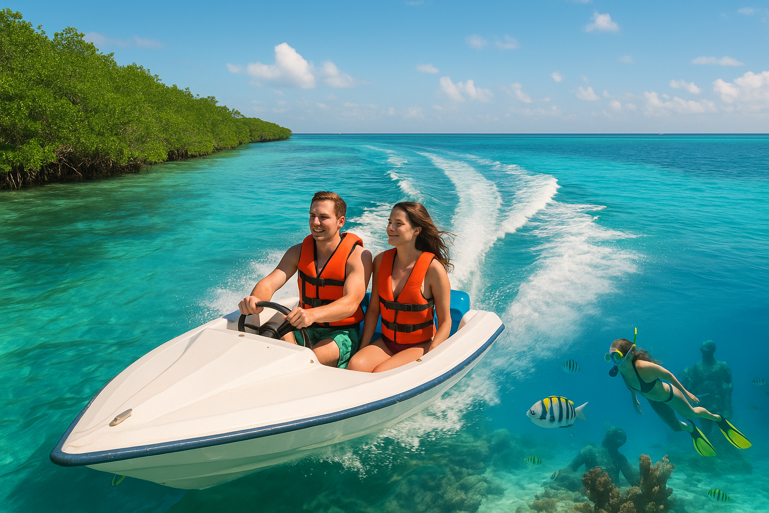 Cancun jungle tour: Speedboat, Snorkeling and Adventure Day Guide