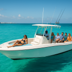 Naveris Cancun 29 ft private-style boat experience on turquoise water