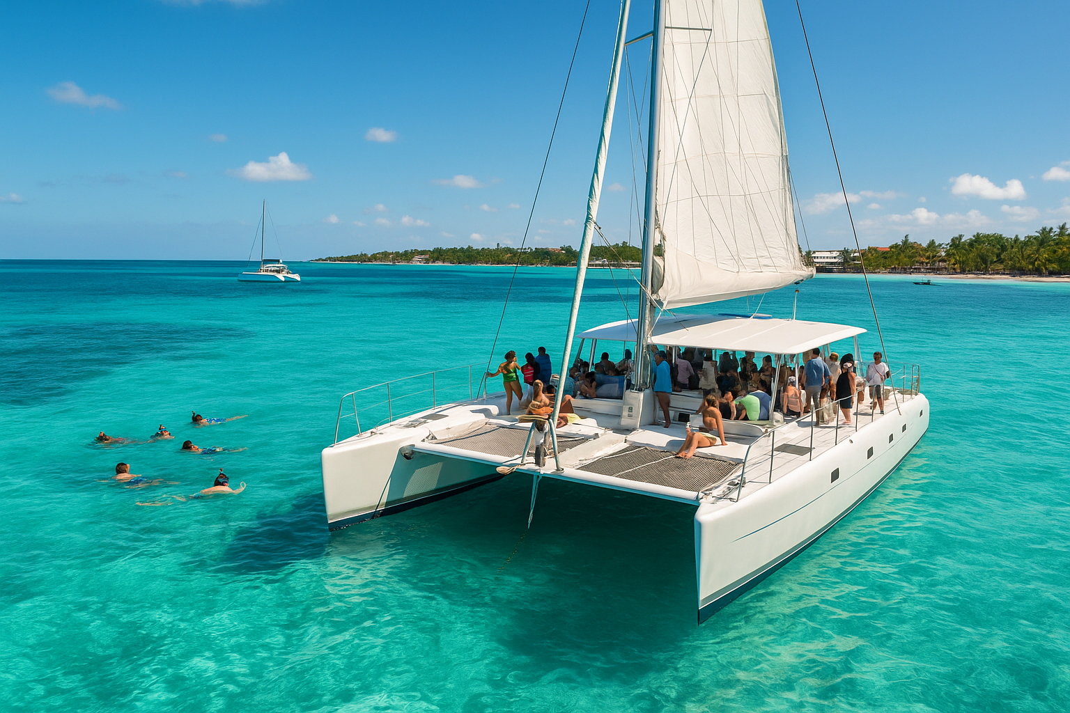 Isla Mujeres catamaran snorkeling tour with Open Bar