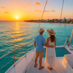 Representative image of an Isla Mujeres sunset cruise near Playa Norte at dusk