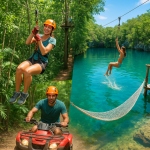 ATV cenote tour Cancun with ziplines, jungle trails, hanging bridges, and Cenote Mojarras near Puerto Morelos